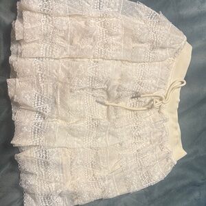 Fashion Nova Cream Lace Midi Skirt